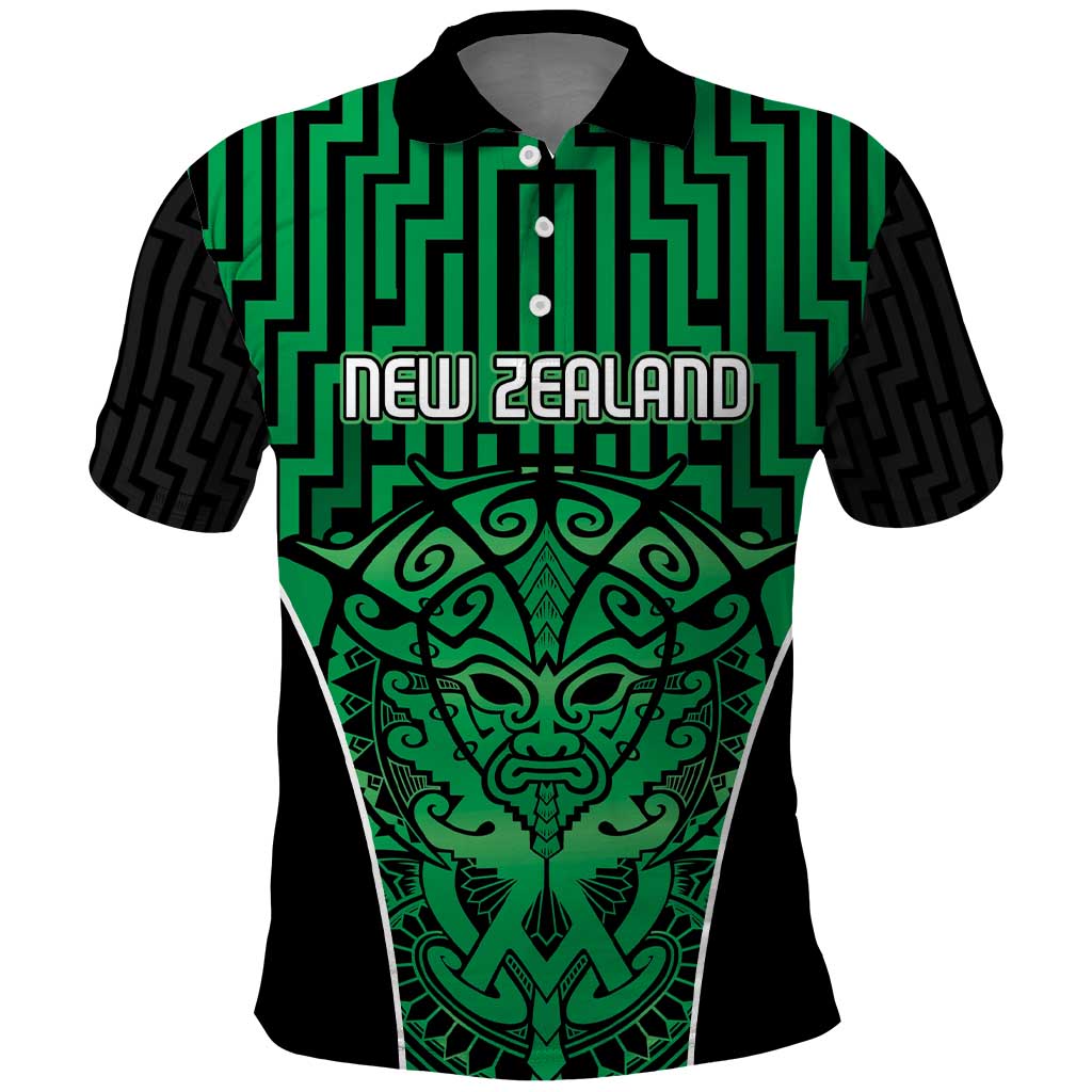 Custom Basketball New Zealand Polo Shirt Green Maori Ta Moko Indigenous - Aussie Hoodie