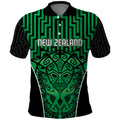 Custom Basketball New Zealand Polo Shirt Green Maori Ta Moko Indigenous - Aussie Hoodie