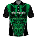 Custom Basketball New Zealand Polo Shirt Green Maori Ta Moko Indigenous - Aussie Hoodie