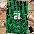Custom Basketball New Zealand Puzzle Green Maori Ta Moko Indigenous - Aussie Hoodie