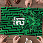 Custom Basketball New Zealand Puzzle Green Maori Ta Moko Indigenous - Aussie Hoodie