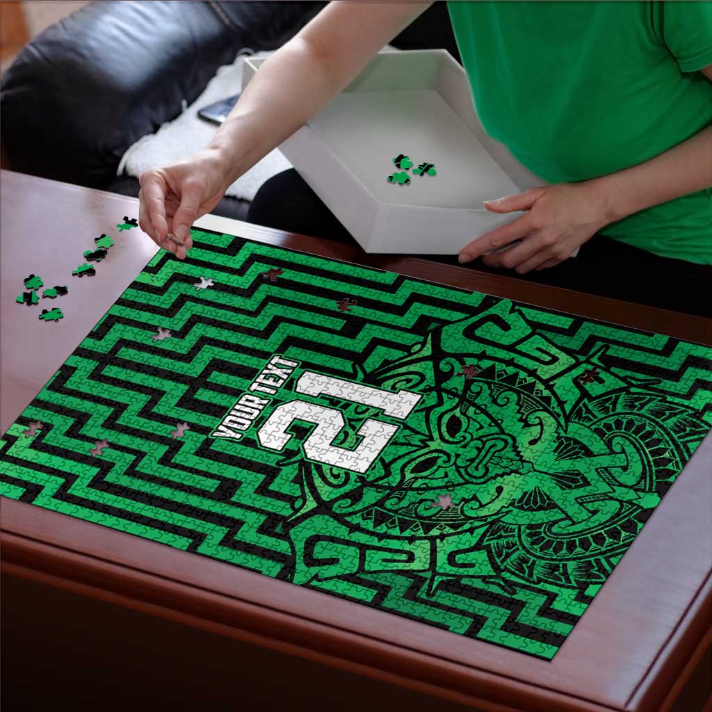 Custom Basketball New Zealand Puzzle Green Maori Ta Moko Indigenous - Aussie Hoodie