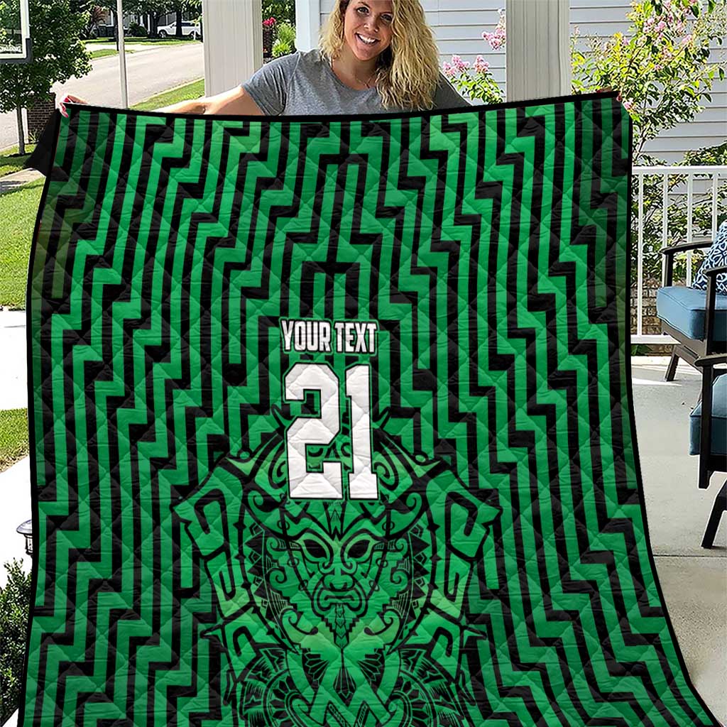 Custom Basketball New Zealand Quilt Green Maori Ta Moko Indigenous - Aussie Hoodie