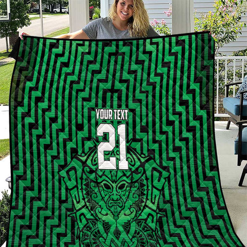 Custom Basketball New Zealand Quilt Green Maori Ta Moko Indigenous - Aussie Hoodie