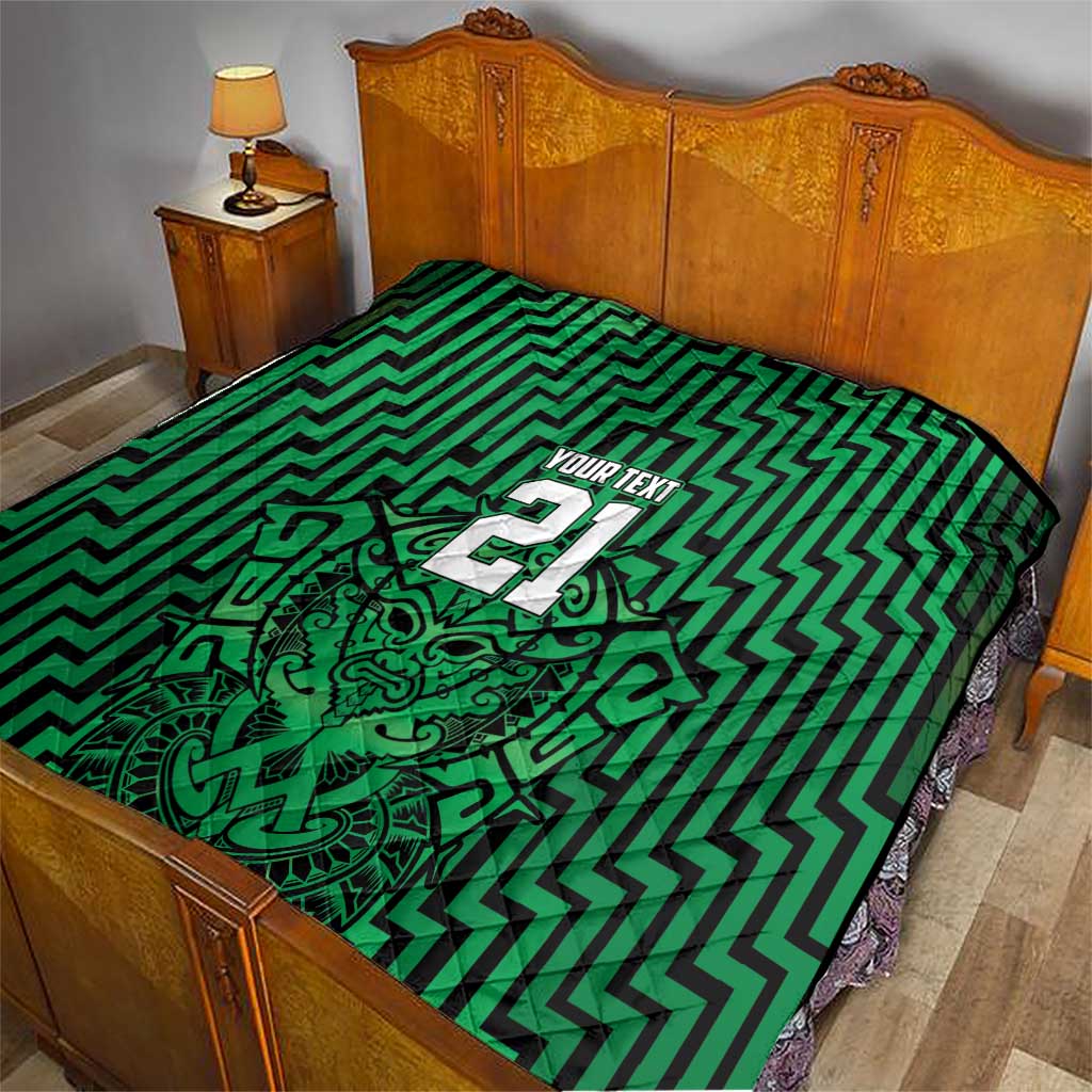 Custom Basketball New Zealand Quilt Green Maori Ta Moko Indigenous - Aussie Hoodie