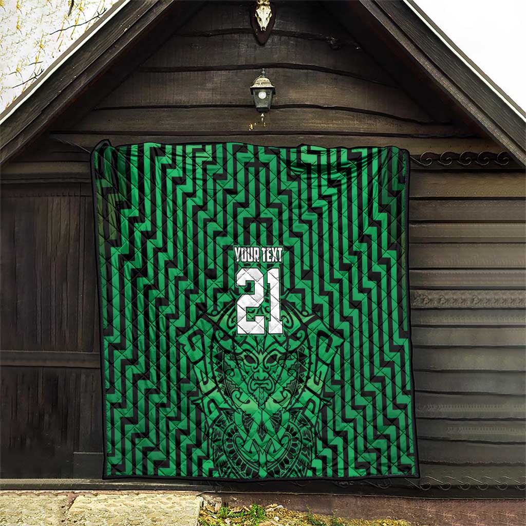 Custom Basketball New Zealand Quilt Green Maori Ta Moko Indigenous - Aussie Hoodie