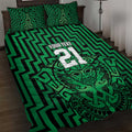 Custom Basketball New Zealand Quilt Bed Set Green Maori Ta Moko Indigenous - Aussie Hoodie