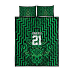 Custom Basketball New Zealand Quilt Bed Set Green Maori Ta Moko Indigenous - Aussie Hoodie