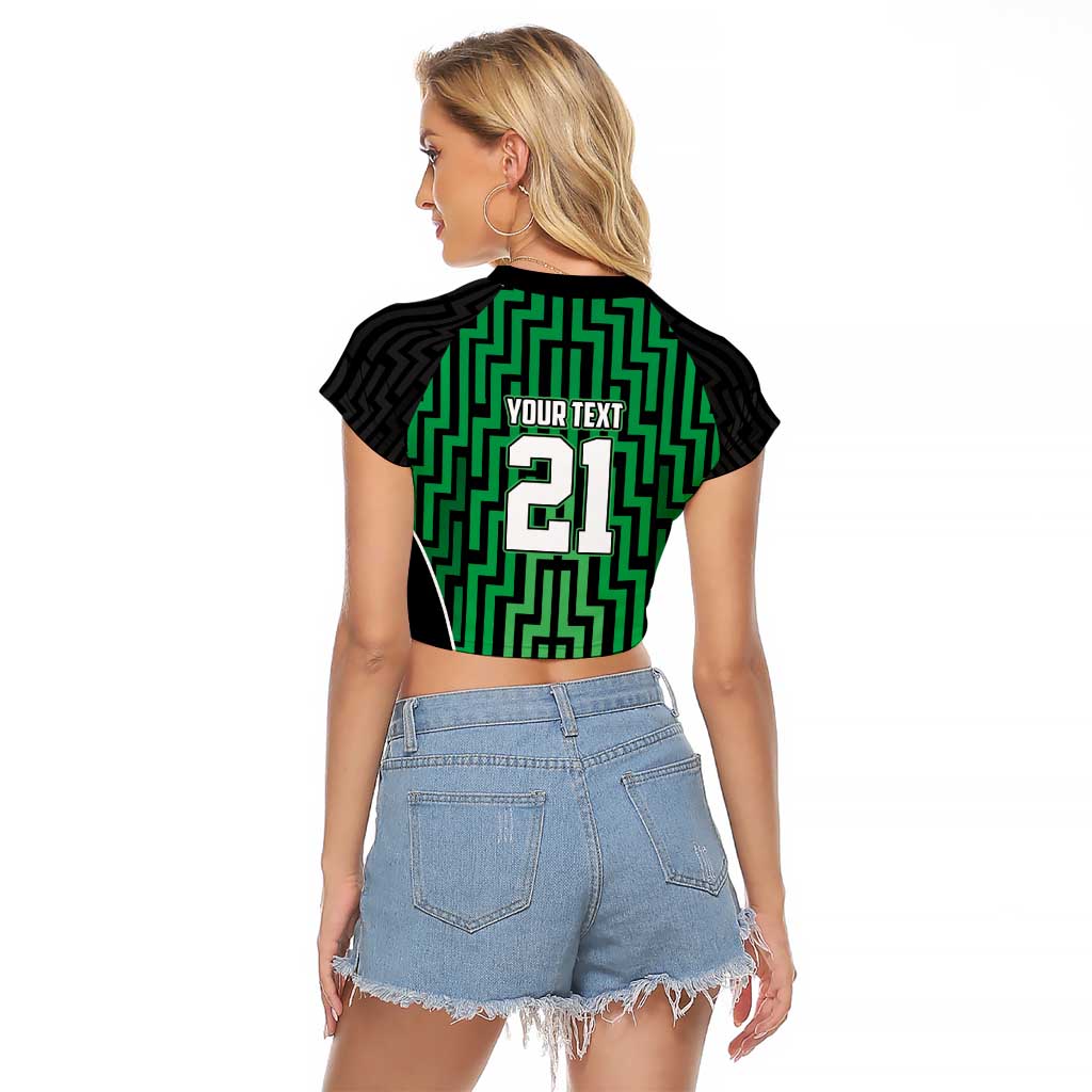 Custom Basketball New Zealand Raglan Cropped T Shirt Green Maori Ta Moko Indigenous - Aussie Hoodie