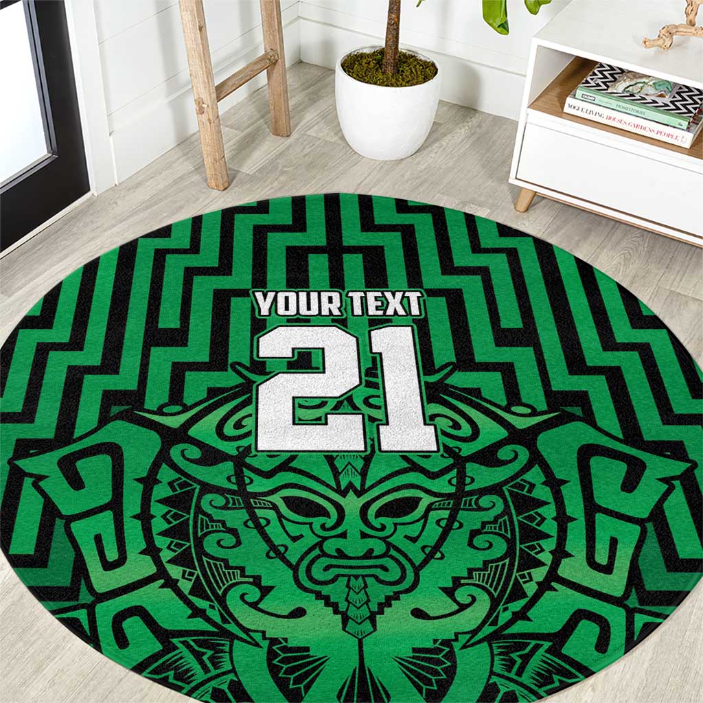 Custom Basketball New Zealand Round Carpet Green Maori Ta Moko Indigenous - Aussie Hoodie