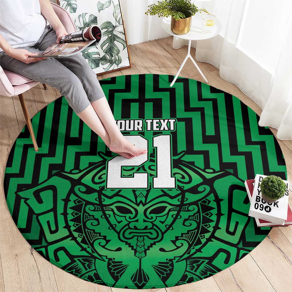 Custom Basketball New Zealand Round Carpet Green Maori Ta Moko Indigenous - Aussie Hoodie