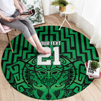 Custom Basketball New Zealand Round Carpet Green Maori Ta Moko Indigenous - Aussie Hoodie
