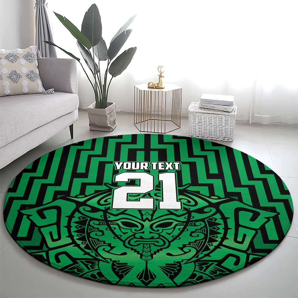 Custom Basketball New Zealand Round Carpet Green Maori Ta Moko Indigenous - Aussie Hoodie