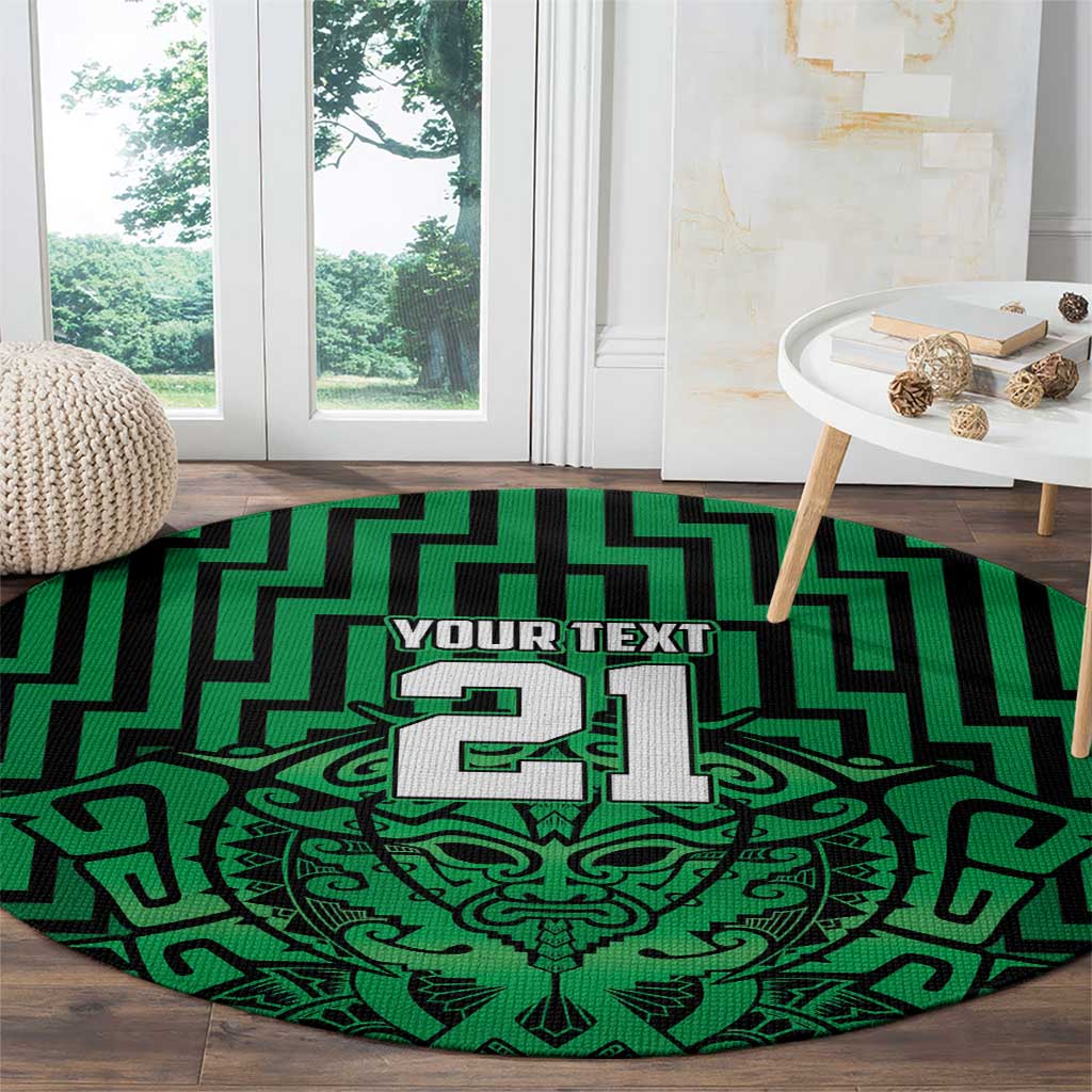 Custom Basketball New Zealand Round Carpet Green Maori Ta Moko Indigenous - Aussie Hoodie