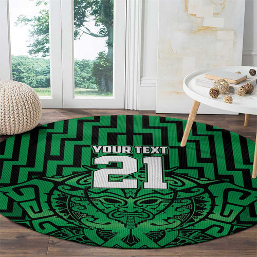 Custom Basketball New Zealand Round Carpet Green Maori Ta Moko Indigenous - Aussie Hoodie