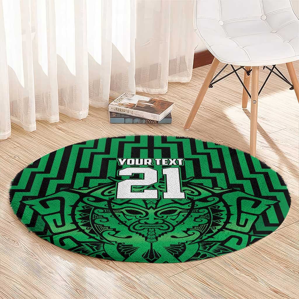 Custom Basketball New Zealand Round Carpet Green Maori Ta Moko Indigenous - Aussie Hoodie