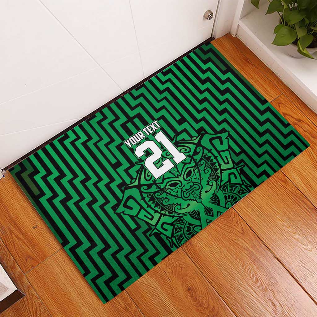 Custom Basketball New Zealand Rubber Doormat Green Maori Ta Moko Indigenous - Aussie Hoodie