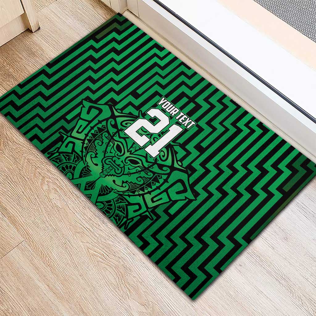 Custom Basketball New Zealand Rubber Doormat Green Maori Ta Moko Indigenous - Aussie Hoodie