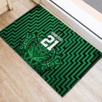 Custom Basketball New Zealand Rubber Doormat Green Maori Ta Moko Indigenous - Aussie Hoodie