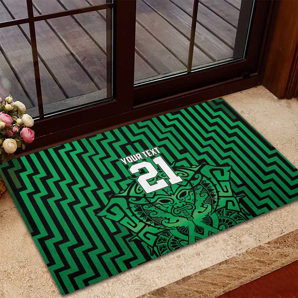 Custom Basketball New Zealand Rubber Doormat Green Maori Ta Moko Indigenous - Aussie Hoodie