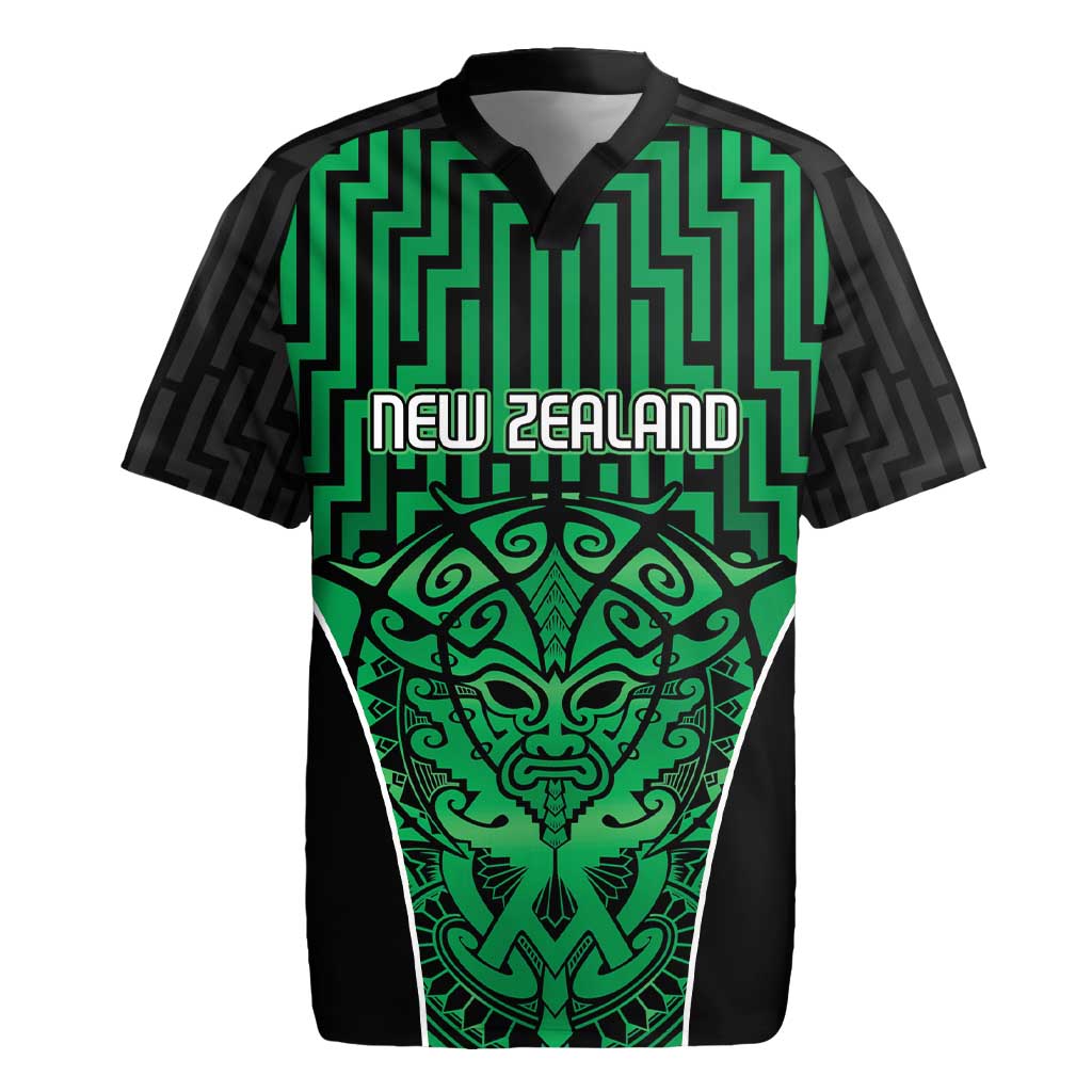 Custom Basketball New Zealand Rugby Jersey Green Maori Ta Moko Indigenous - Aussie Hoodie