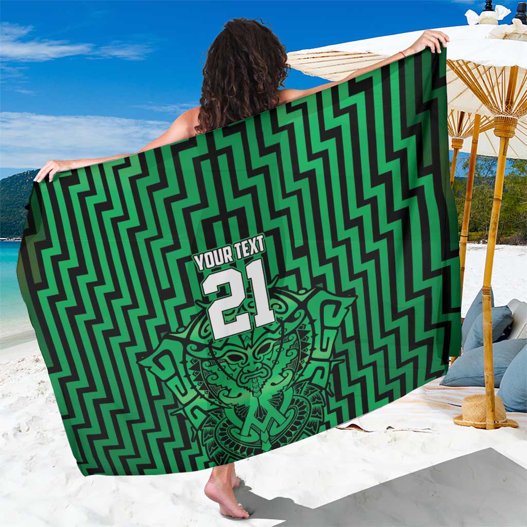 Custom Basketball New Zealand Sarong Green Maori Ta Moko Indigenous - Aussie Hoodie