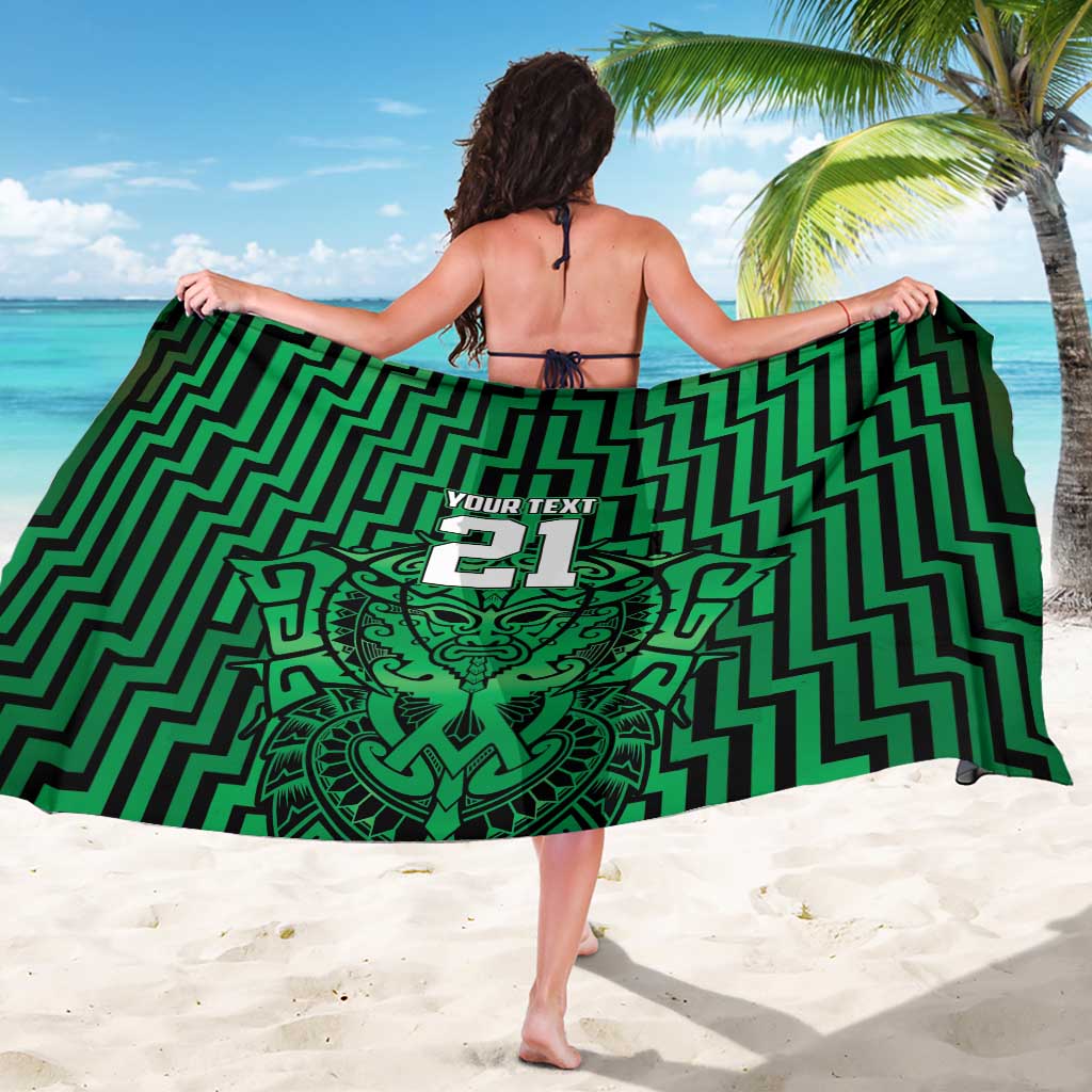 Custom Basketball New Zealand Sarong Green Maori Ta Moko Indigenous - Aussie Hoodie