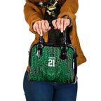Custom Basketball New Zealand Shoulder Handbag Green Maori Ta Moko Indigenous - Aussie Hoodie