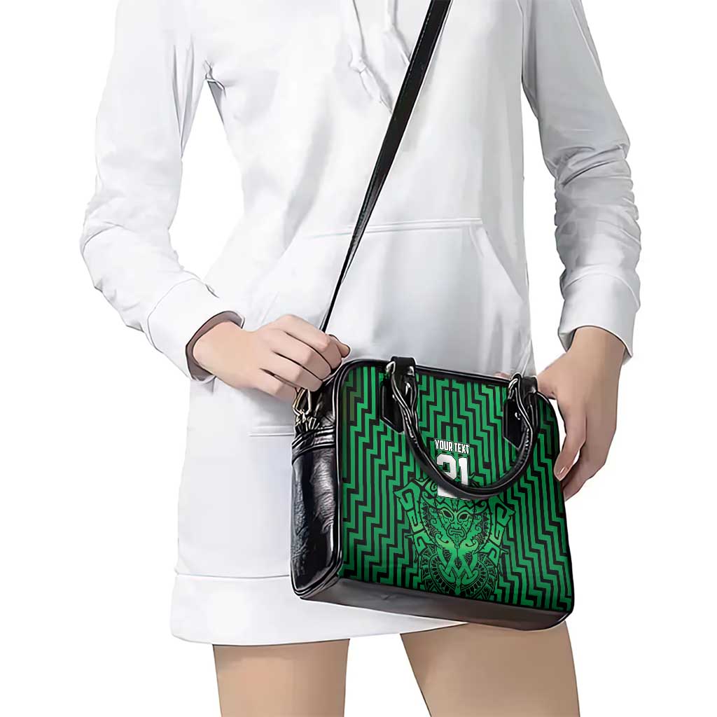 Custom Basketball New Zealand Shoulder Handbag Green Maori Ta Moko Indigenous - Aussie Hoodie