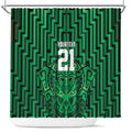 Custom Basketball New Zealand Shower Curtain Green Maori Ta Moko Indigenous - Aussie Hoodie