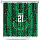 Custom Basketball New Zealand Shower Curtain Green Maori Ta Moko Indigenous - Aussie Hoodie
