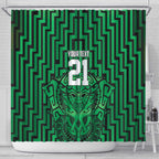 Custom Basketball New Zealand Shower Curtain Green Maori Ta Moko Indigenous - Aussie Hoodie