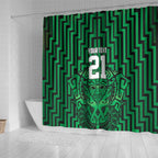 Custom Basketball New Zealand Shower Curtain Green Maori Ta Moko Indigenous - Aussie Hoodie