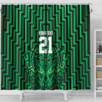Custom Basketball New Zealand Shower Curtain Green Maori Ta Moko Indigenous - Aussie Hoodie