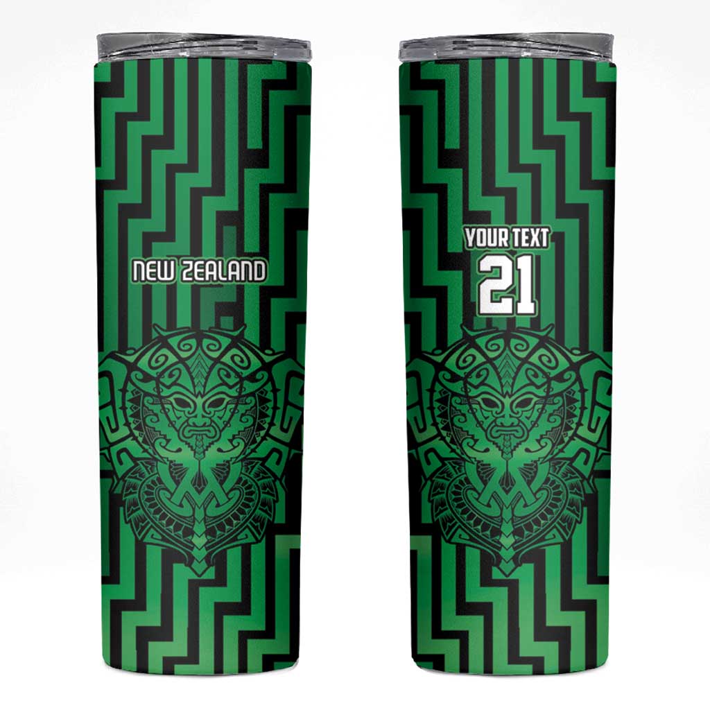 Custom Basketball New Zealand Skinny Tumbler Green Maori Ta Moko Indigenous - Aussie Hoodie