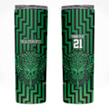 Custom Basketball New Zealand Skinny Tumbler Green Maori Ta Moko Indigenous - Aussie Hoodie