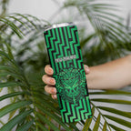 Custom Basketball New Zealand Skinny Tumbler Green Maori Ta Moko Indigenous - Aussie Hoodie