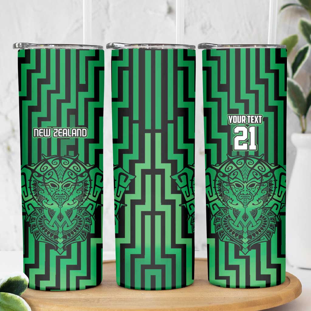 Custom Basketball New Zealand Skinny Tumbler Green Maori Ta Moko Indigenous - Aussie Hoodie
