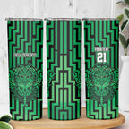 Custom Basketball New Zealand Skinny Tumbler Green Maori Ta Moko Indigenous - Aussie Hoodie