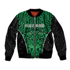 Custom Basketball New Zealand Sleeve Zip Bomber Jacket Green Maori Ta Moko Indigenous - Aussie Hoodie