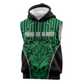 Custom Basketball New Zealand Sleeveless Hoodie Green Maori Ta Moko Indigenous - Aussie Hoodie