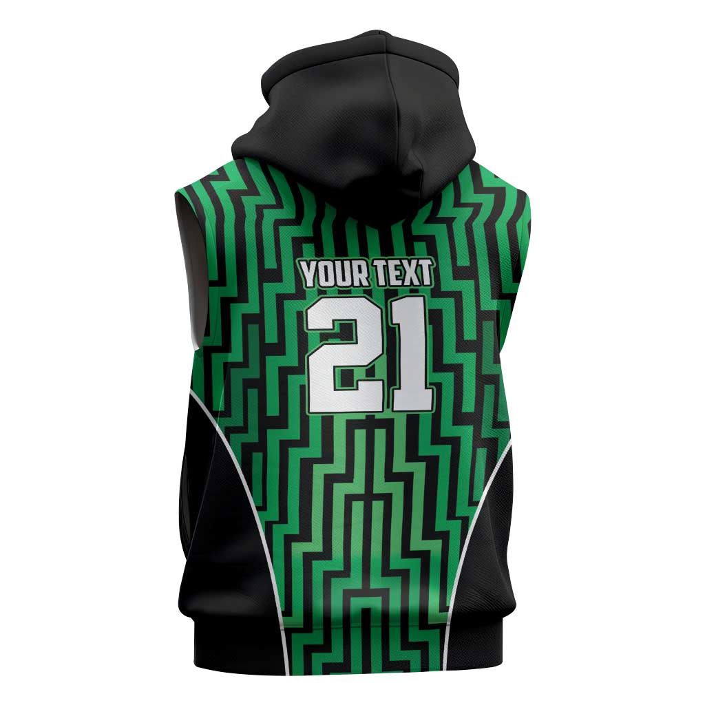 Custom Basketball New Zealand Sleeveless Hoodie Green Maori Ta Moko Indigenous - Aussie Hoodie