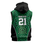 Custom Basketball New Zealand Sleeveless Zip Hoodie Green Maori Ta Moko Indigenous LT9
