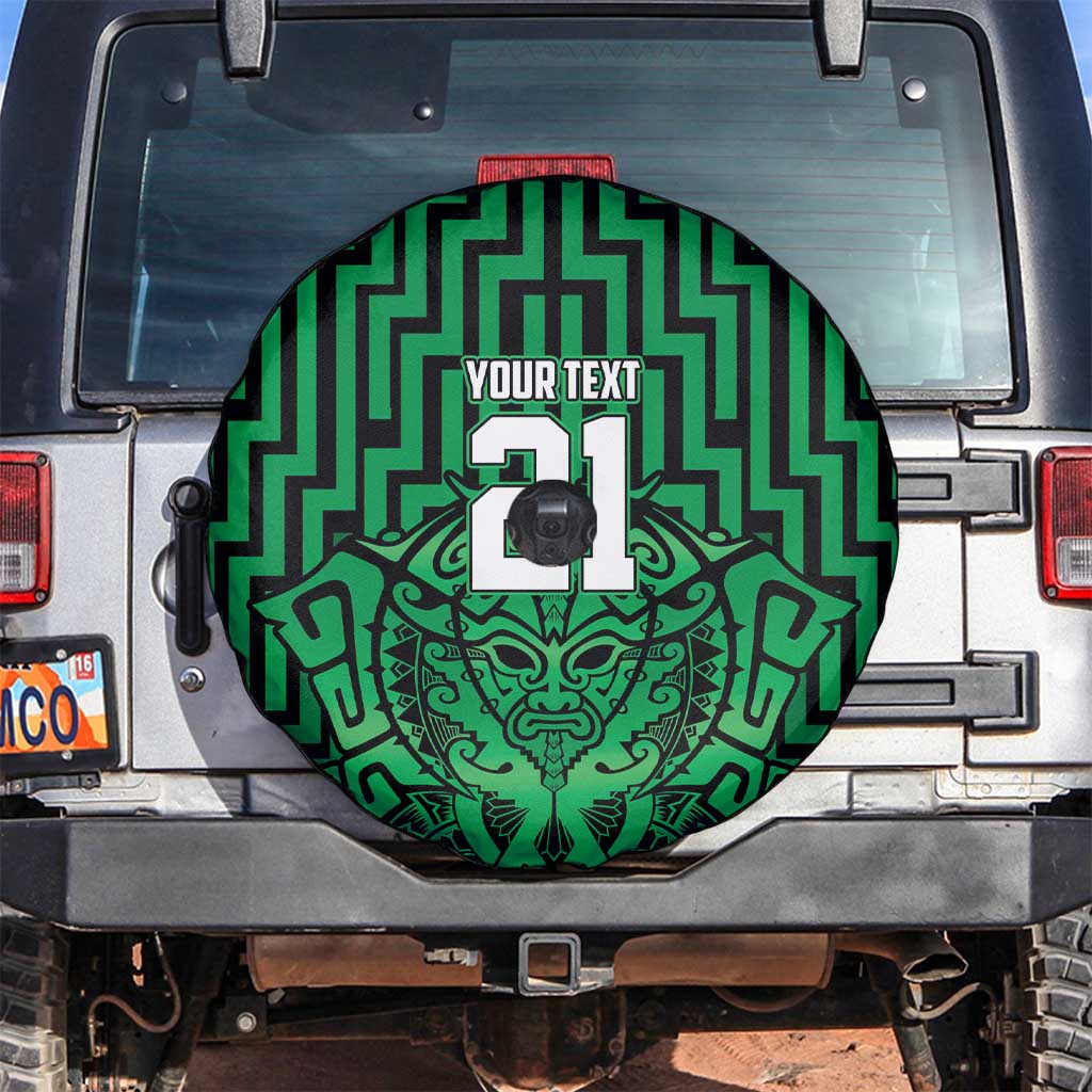 Custom Basketball New Zealand Spare Tire Cover Green Maori Ta Moko Indigenous - Aussie Hoodie