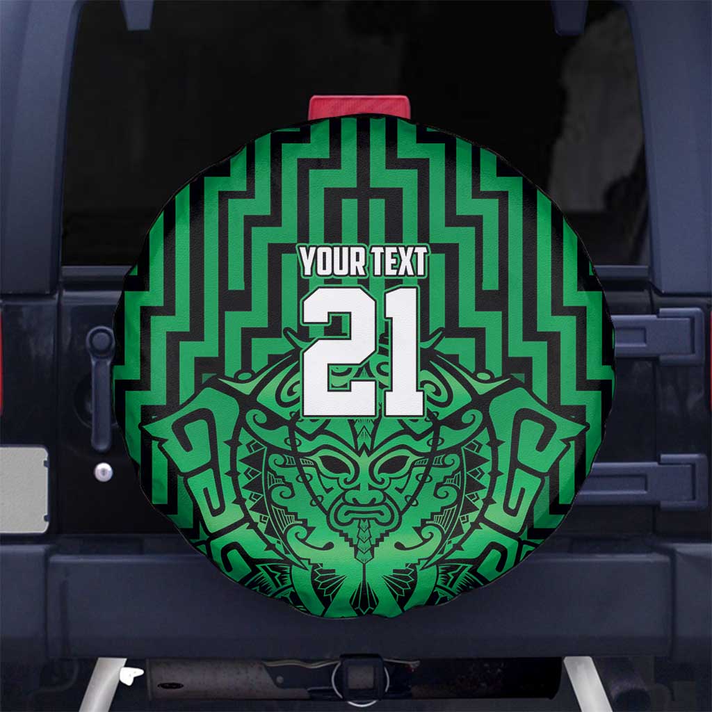 Custom Basketball New Zealand Spare Tire Cover Green Maori Ta Moko Indigenous - Aussie Hoodie