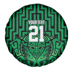 Custom Basketball New Zealand Spare Tire Cover Green Maori Ta Moko Indigenous - Aussie Hoodie