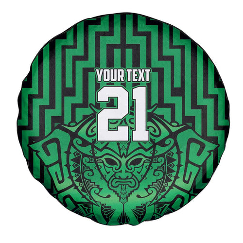 Custom Basketball New Zealand Spare Tire Cover Green Maori Ta Moko Indigenous - Aussie Hoodie