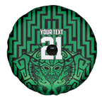 Custom Basketball New Zealand Spare Tire Cover Green Maori Ta Moko Indigenous - Aussie Hoodie
