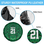 Custom Basketball New Zealand Spare Tire Cover Green Maori Ta Moko Indigenous - Aussie Hoodie