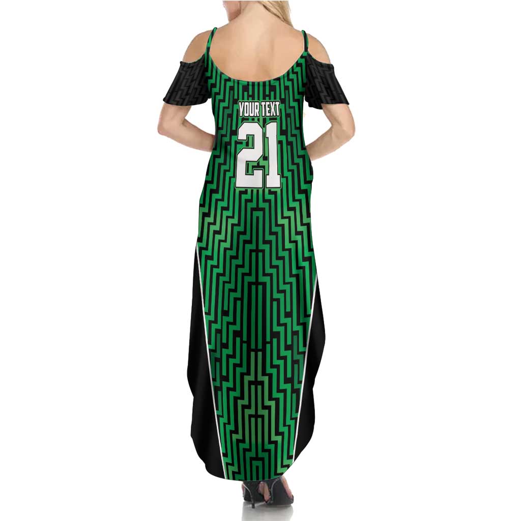 Custom Basketball New Zealand Summer Maxi Dress Green Maori Ta Moko Indigenous - Aussie Hoodie